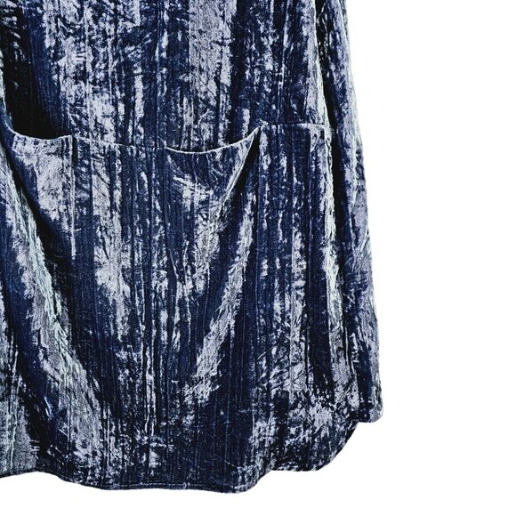 Floreat Anthropologie Blue Crushed Velvet Front Pocket Dress, NWOT, Sz XS - Picture 3 of 10